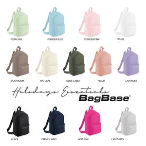 Mini sac à dos tendance unisexe essentiel par BagBase | Option personnalisée | Le sac indispensable des fêtes | Convient aux enfants et aux adultes