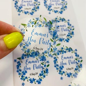 Stickers verts et bleus myosotis pour couronne de fleurs I EVJF Anniversaire Fiançailles Mariage | Personnalisé