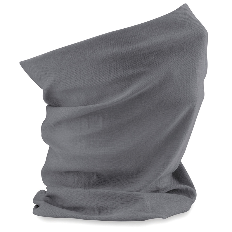 May include: A grey neck gaiter made of a soft, stretchy fabric. The gaiter is folded and ready to be worn.