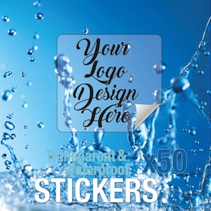 50x Transparente Wasserfeste Bild/ Logo Aufkleber | Individuelle Business Etiketten mit Konturschnitt | Matt halbklar oder Glänzend klar