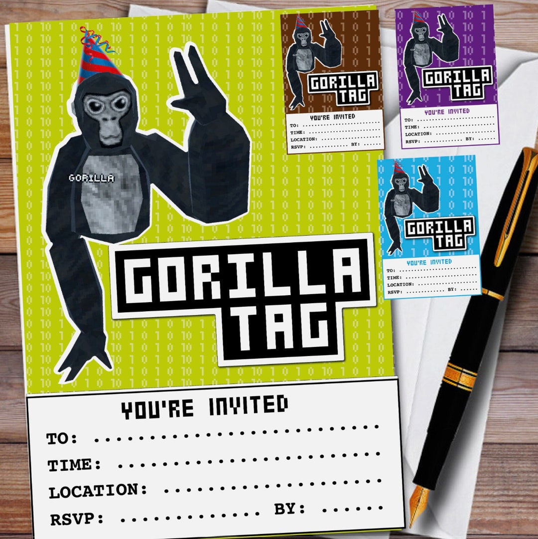 GORILLA TAG BIRTHDAY Invitations Kids Birthday Invite Goody Bag GORILLA TAG BIRTHDAY Invitations Kids Birthday Invite Goody Bag
