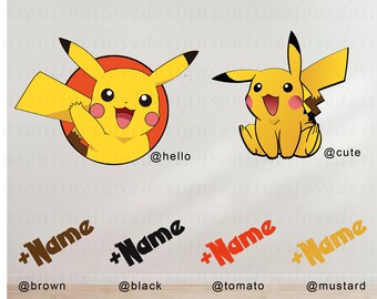 Pik-a-chu + Name Full colour Wall Sticker Wall Art Decal Mural