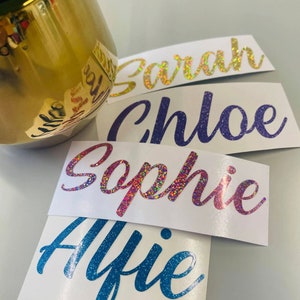 Calcomanías de nombre personalizadas para botellas / Nombre caligráfico / Nombres de dama de honor / Regalo personalizado / Regalo de cumpleaños