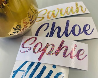 Stickers personnalisés pour bouteilles | Nom calligraphique | Noms de demoiselles d'honneur | Cadeau personnalisé | Cadeau d'anniversaire