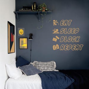 Building Block &#39;Eat Sleep Block Repeat&#39; Sticker Vinyl Wall Decal Bedroom Decoration Stickers Kids Teen Bedroom Furniture Blocks