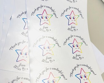 Thank You Personalised Rainbow Stickers I End of the School Year I ...