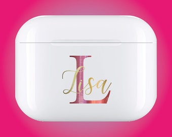 Nom et initiale personnalisées pour écouteurs | Fini miroir métallique | Décalcomanie uniquement
