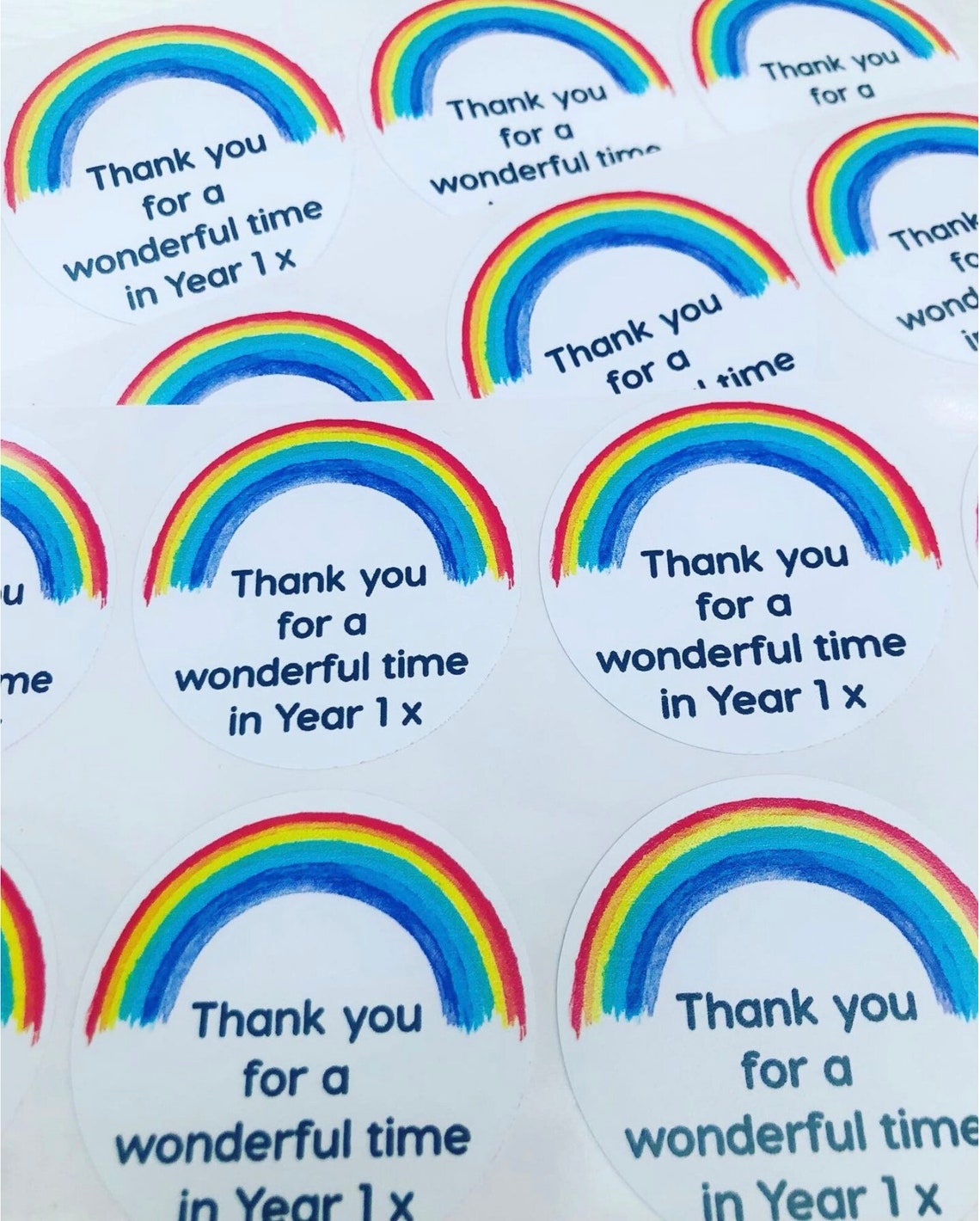 Thank You Personalised Rainbow Stickers I End of the School Year I ...
