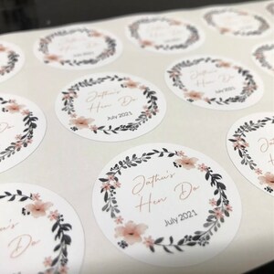Ghirlanda di fiori in oro rosa pallido / Adesivi PARTY HEN I Matrimonio da damigella d'onore personalizzato