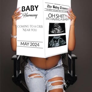 Die Babyzeiten Schwangerschaft Zeitung Poster Fotorequisite | Foto Scan | Passende Baby Shower Aufkleber