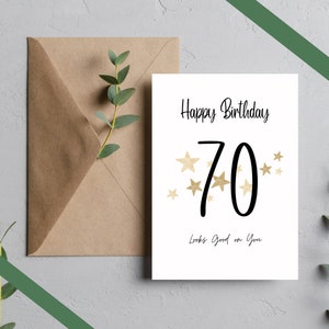 Carte d'anniversaire imprimable, téléchargement immédiat, Happy 70 th