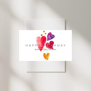 Happy Birthday Cards Heart,Instant Download, Printable
