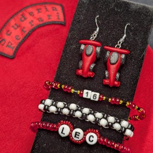 Ferrari F1 Formula 1 Racing Team Bracelets and Earrings | Leclerc and Hamilton