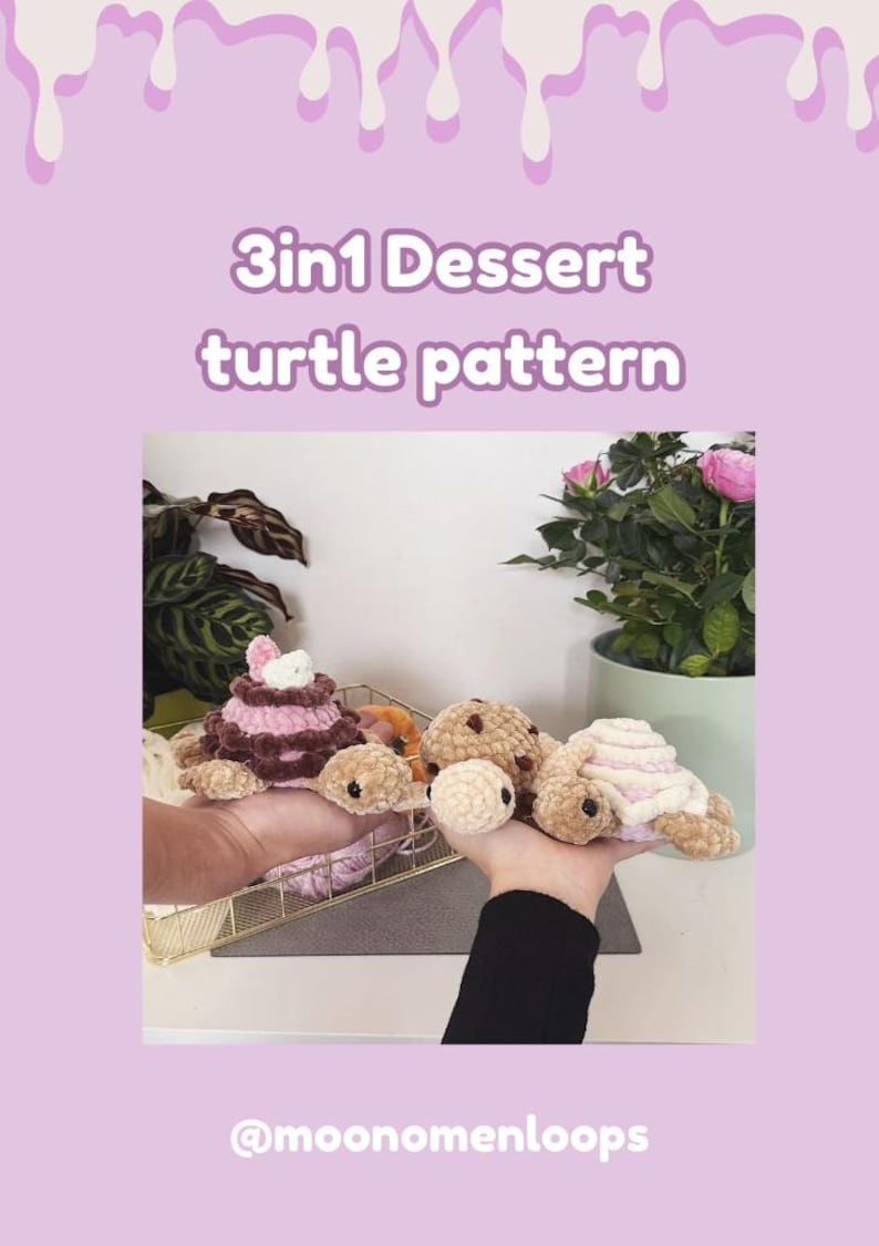 3in1 Dessert Turtle Crochet Pattern - Cute Amigurumi Turtles - Etsy