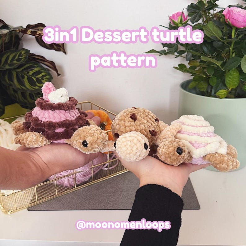 3in1 Dessert Turtle Crochet Pattern - Cute Amigurumi Turtles - Etsy