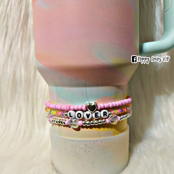 Lover Stanley Tumbler custom accessory bracelet stack 3 pack. Warm Serene Brushstrokes. Clean slate.