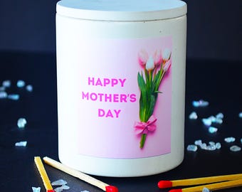 Personalized Mother's Day Candle Gift/ Custom Scented Candle with Message /Handmade Gypsum Jar/ Birthday & Anniversary Gift for Mom