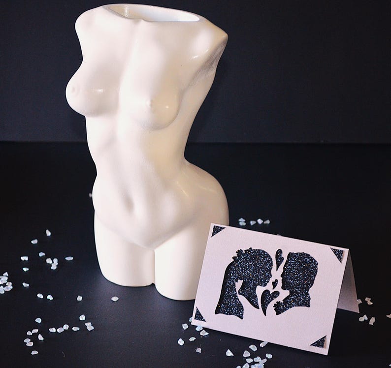 Gypsum Cement Torso Vase Candle: Modern Greek Goddess Sculpture image 2