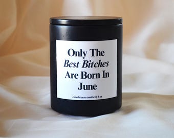 Funny June Birthday Candle /Only the Best Bitches Are Born in June /Sassy Gift for Her/Party Decor /Zodiac Idea / Concrete jar Handcrafted