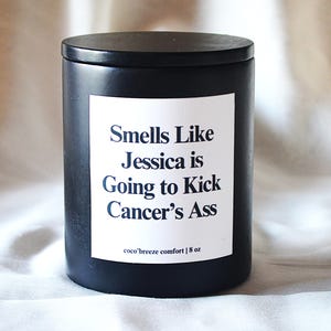 Custom Cancer Gift Candle – Funny Chemo Gift for Her, Personalized Support Candle, Cancer Survivor Gift,  Funny Candle, Encouragement Gift