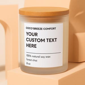 Custom text soy wax vegan candle / Your own text / Christmas gift for friend mum dad grandma colleague employee custom company corporate