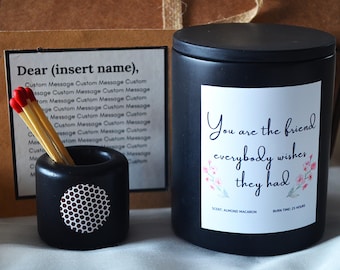 Friendship Candle Gift Box: Scented Soy Candle, Personalized Card & Matches