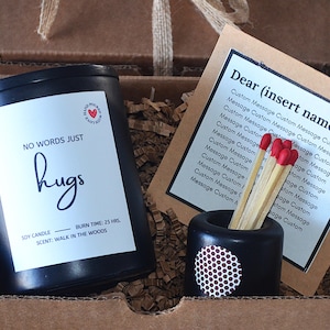 No words just hugs candle / Gift Box for Her Him / Sending you hugs in candle / Thinking of you gifts Gift for friend Get Well Soon Sympathy