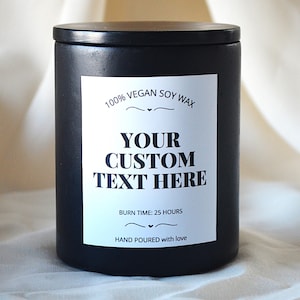 Custom text soy wax vegan candle / Your own text / Christmas gift for friend mum dad grandma colleague employee custom company corporate