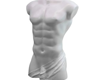 Male Torso Vase: Handmade Gypsum Cement Sculpture, Home Decor