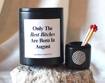 Funny August Birthday Gift Set: Leo Virgo Zodiac Soy Candle