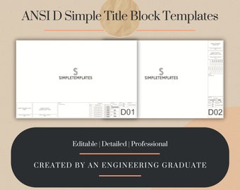 Simple Engineering AutoCAD Design Horizontal Title Block Template ANSI D (36x24) 2 Layouts