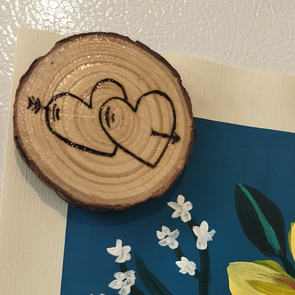 Wood Burned Hearts Magnet