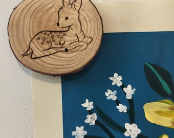Wood Burned Fawn Magnet