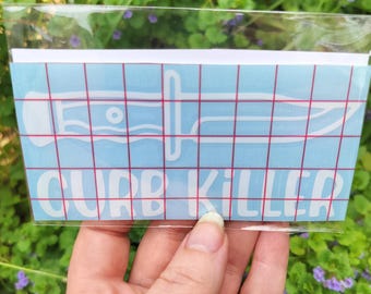 Curb Killer - Funny White Vinyl Car Decal - Weatherproof Sticker for Windows, Bumpers & More