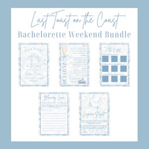 Coastal Bachelorette Bundle– Last Toast on the Coast Theme | Editable Canva Templates | Itinerary, Invitation, & More  | Digital + Printable