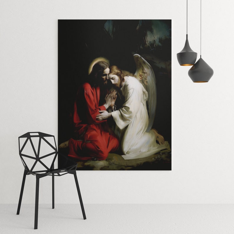 Jesus in the Garden of Gethsemane Canvas or Poster Christian Wall Art ...