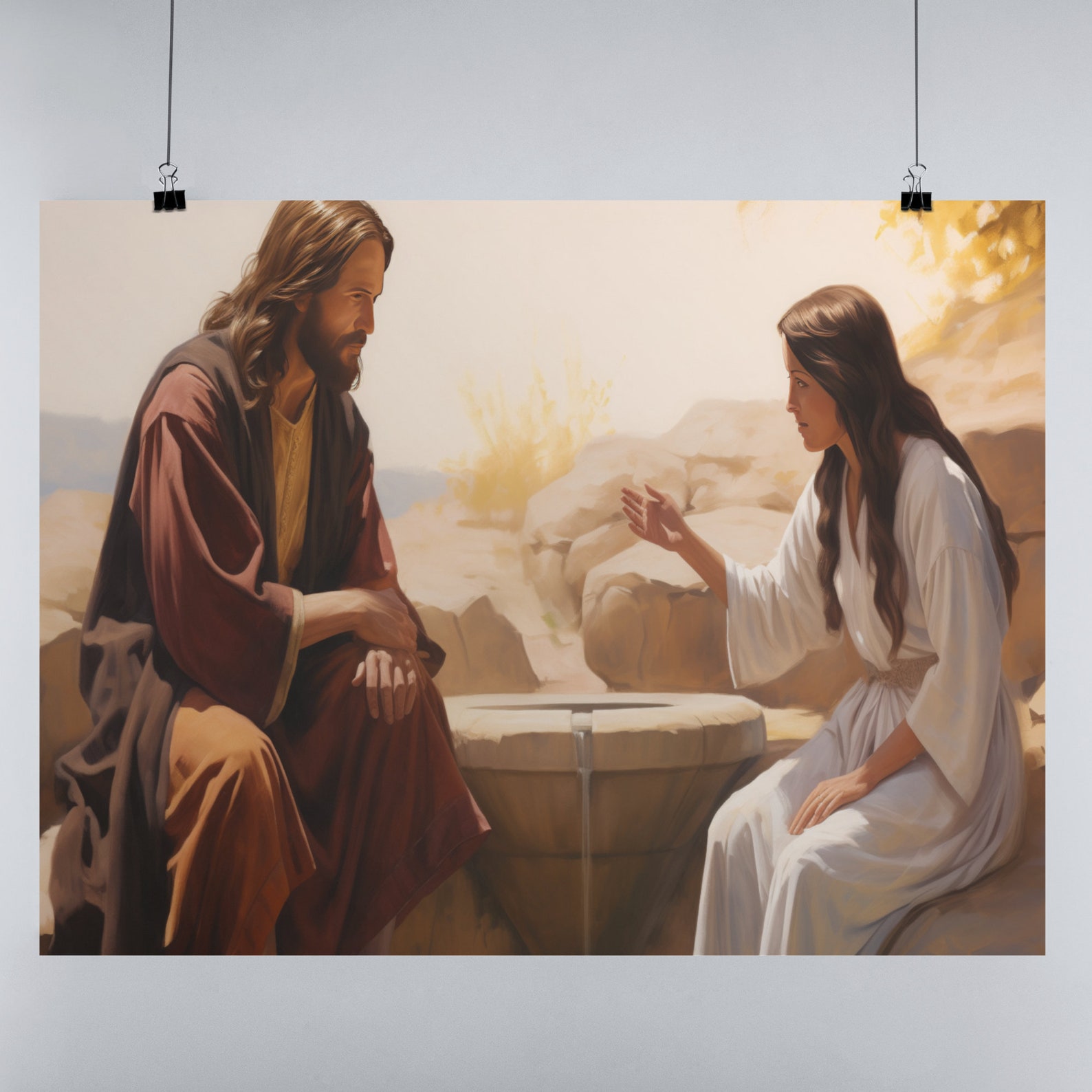 Jesus and the Samaritan Woman Canvas or Poster Christian Wall Art ...