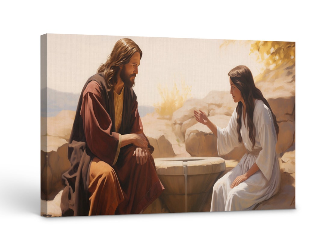 Jesus and the Samaritan Woman Canvas or Poster Christian Wall Art ...
