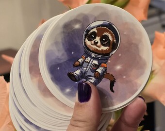 Meerkat In Space Sticker | Dishwasher-Safe, Fade-Proof Vinyl Sticker | Laptop Sticker | Water Bottle Sticker | Animal Sticker | Astronaut