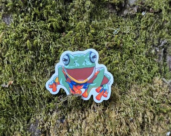 Treefrog Sticker - The Happiest Frog | Dishwasher-Safe, Fade-Proof Vinyl Sticker | Laptop Sticker | Water Bottle Sticker