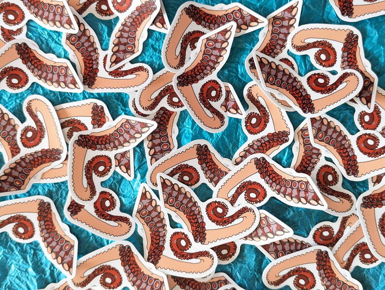 Octopus Arm Sticker | Dishwasher-Safe Fade-Proof Vinyl Sticker | Laptop Decal | Water Bottle Sticker | Tentacle Sticker | Gift Octopus Lover Bild 7