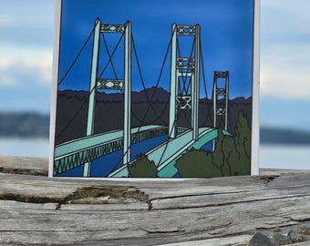 Narrows Bridge Sticker | Dishwasher-Safe, Fade-Proof Vinyl Sticker | Laptop Sticker | Water Bottle Sticker | PNW Gift