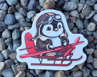 Baby Penguin Flying Sticker | Dishwasher-Safe, Fade-Proof Vinyl Sticker | Laptop Sticker | Water Bottle Sticker | Penguin Sticker