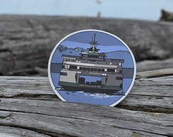 Washington Ferry Sticker, Waterproof sticker, Vinyl Sticker, Laptop Sticker, Water Bottle Sticker, stocking stuffer, PNW sticker, kid gift