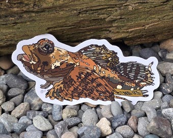 Sculpin Fish Sticker | Dishwasher-Safe, Fade-Proof Vinyl Sticker | Laptop Sticker | Water Bottle Sticker