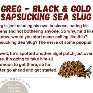 Black and Gold Sap-Sucking Sea Slug Sticker| Dishwasher-Safe, Fade-Proof Vinyl Sticker | Laptop Sticker | Water Bottle Sticker image 2