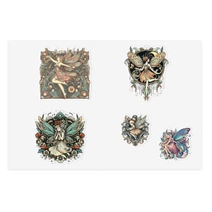 Vintage Classic Fairy Stickers Bundle (5 sheets). Scrapbooking Stickers, Journal Sticker Pack, Planner Stickers, Retro Fairy Sticker