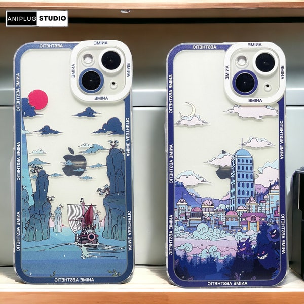 Anime Aesthetic Phone Case-Anime Phone Case, Anime City Phone Case,Custom Anime Phone Case, Anime Phone Case for 15 14 13 12 11 Pro Max Plus