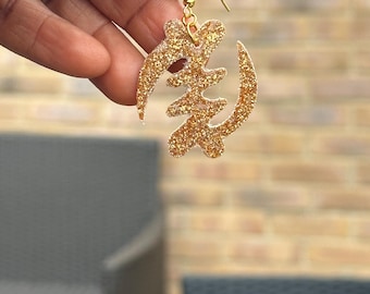 Faux Leather Earrings with Adinkra symbols | Gye Nyame and Nyame Dua | Resin Jewellery | cultural jewellery gift for her