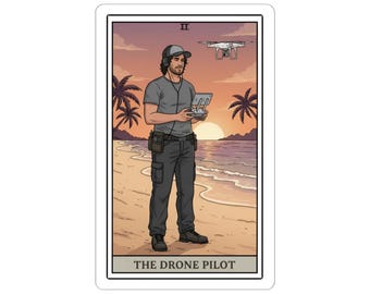 The Drone Pilot | tarot-style Sticker | Video Production Gift | Videography